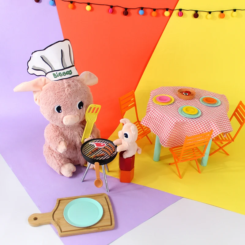 Peluche cochon Barbekiou maman et son bébé rose - Les Ptipotos