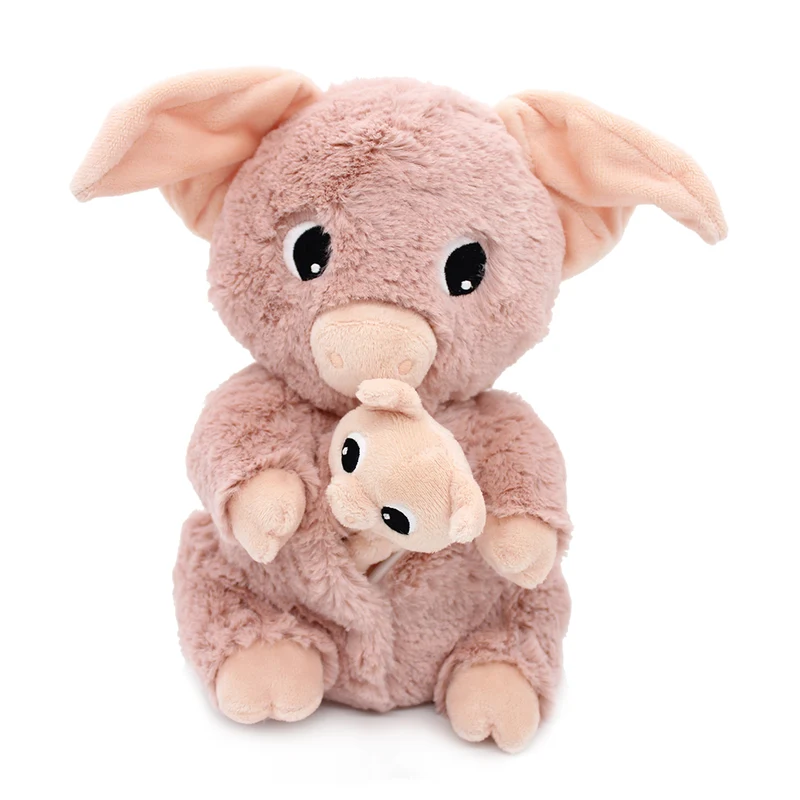 Peluche cochon Barbekiou maman et son bébé rose - Les Ptipotos