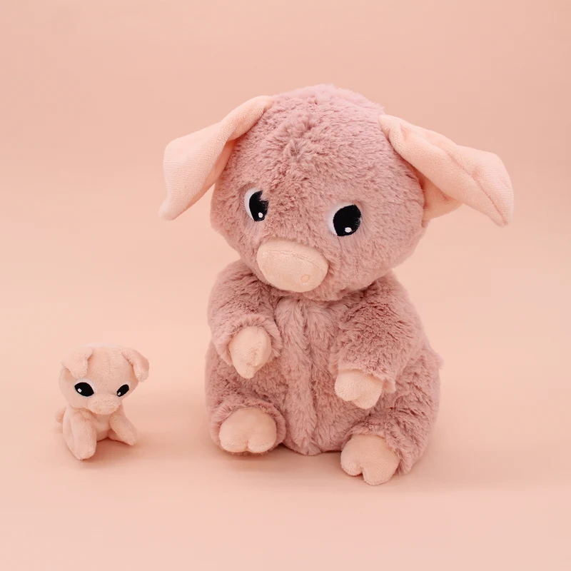 Peluche cochon Barbekiou maman et son bébé rose - Les Ptipotos