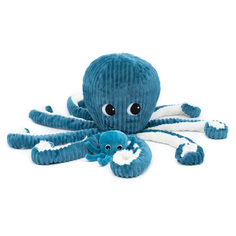 Peluche pieuvre Filou maman et son bébé bleu - Les Ptipotos