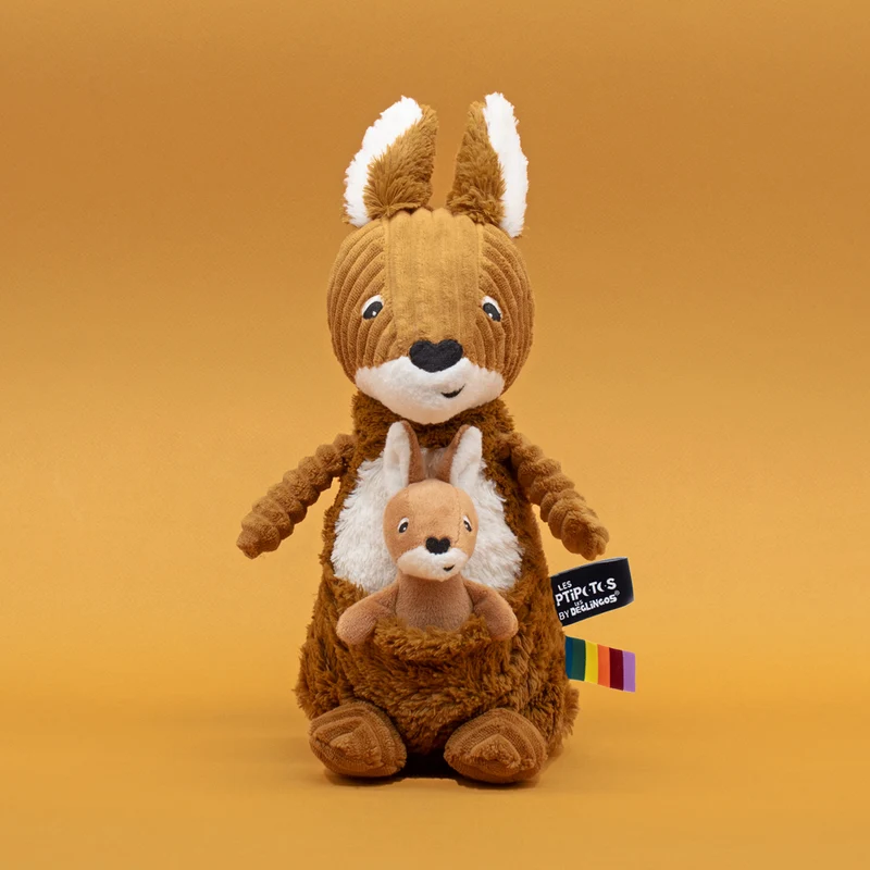Peluche kangourou Allezou maman et son bébé cassonade - Les Ptipotos