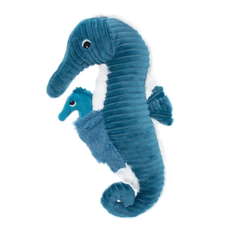 Peluche hippocampe Papadou papa et son bébé bleu - Les Ptipotos
