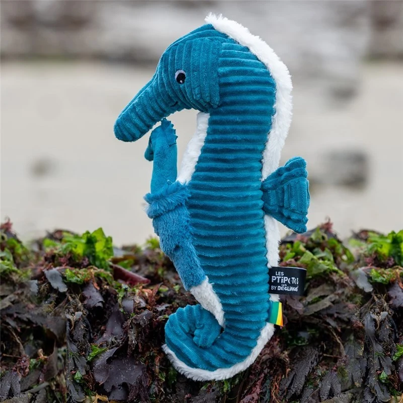 Peluche hippocampe Papadou papa et son bébé bleu - Les Ptipotos