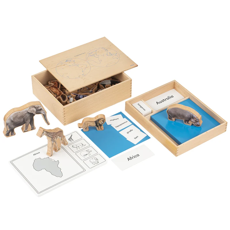Boite des animaux terrestres par continent (anglais)