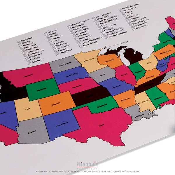Carte colorée des Etats-Unis
