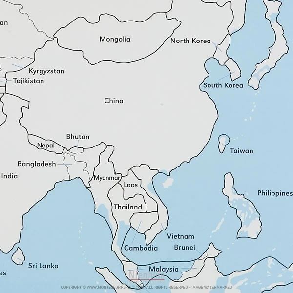 Carte de contrôle de l'Asie en anglais