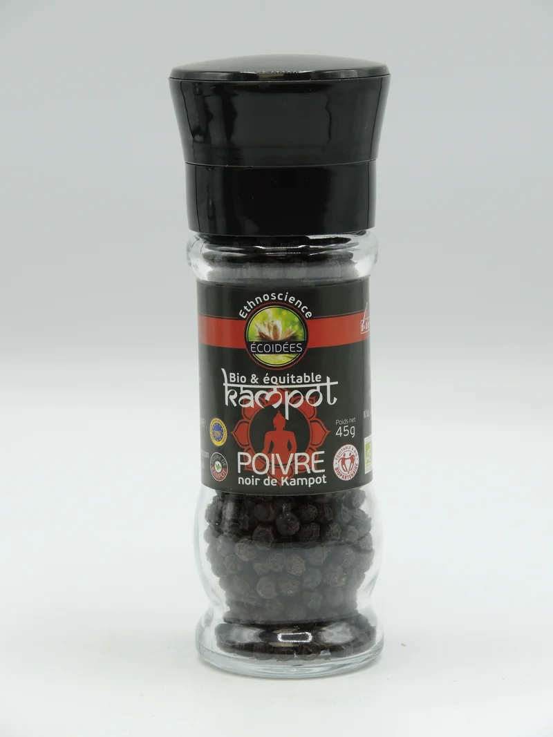 Poivre noir de Kampot, 45g, Ecoidées