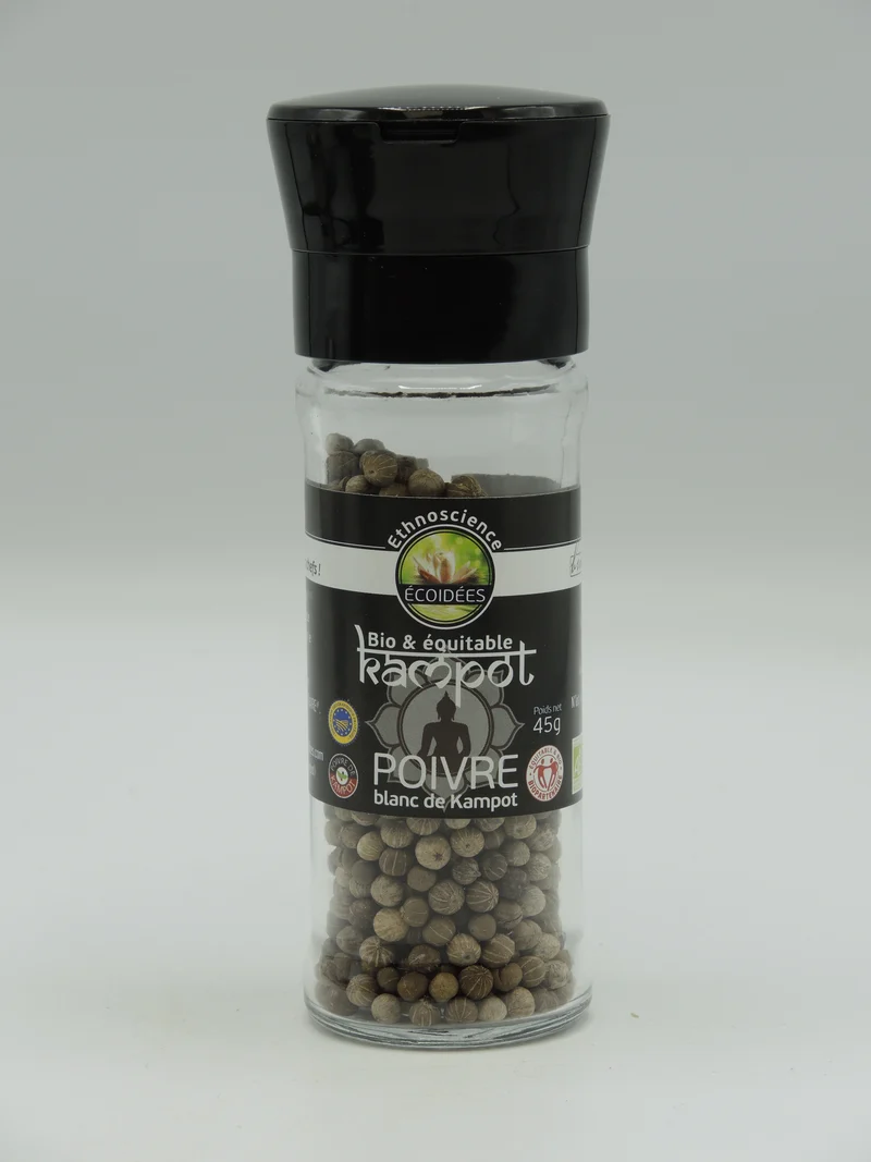 Poivre blanc de Kampot, 45g, Ecoidées