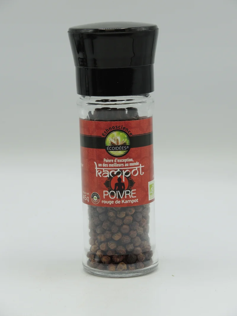 Poivre rouge de Kampot, 45g, Ecoidées