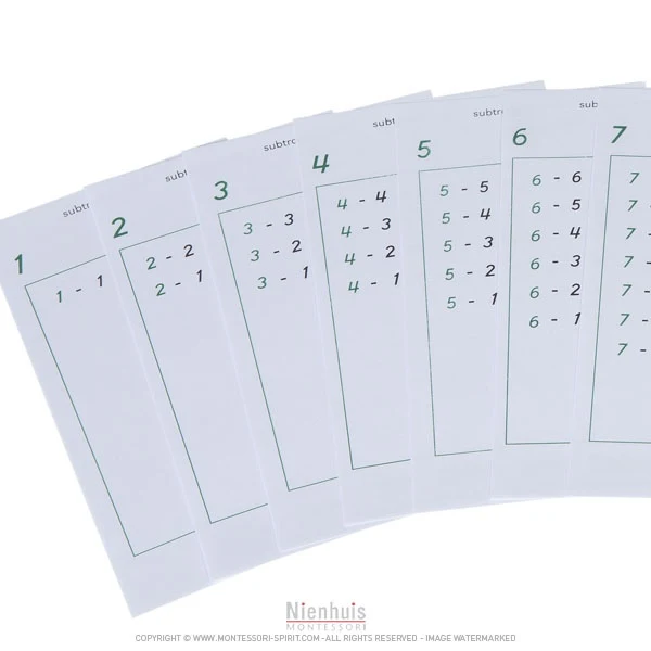 Tables de soustractions