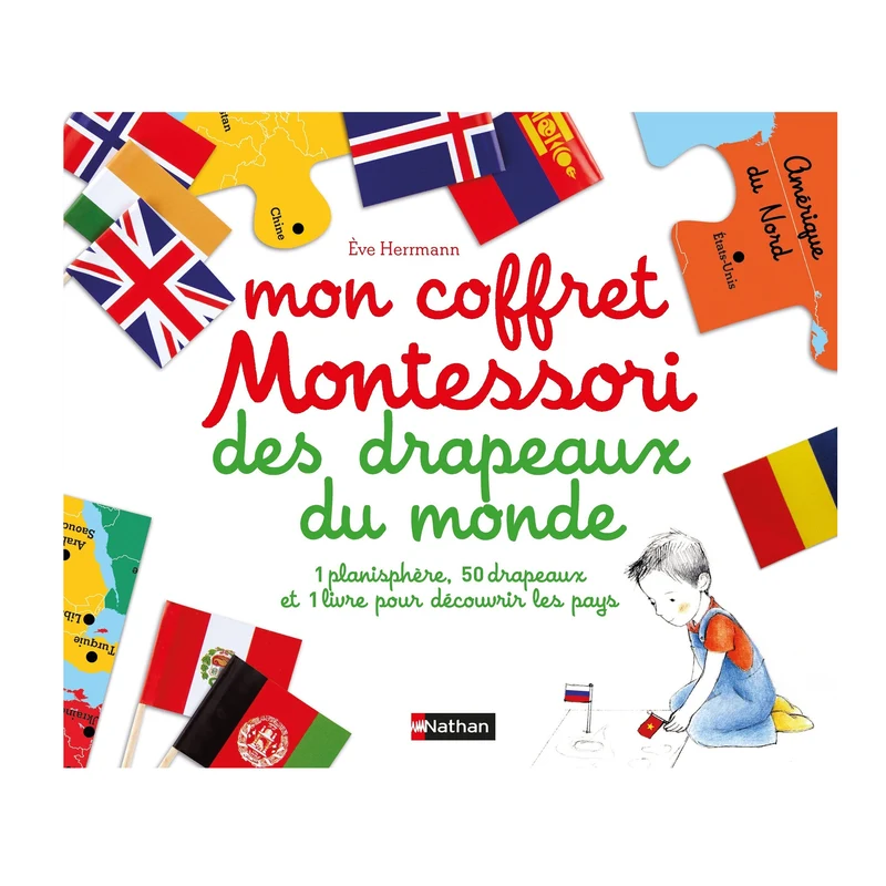 Mon coffret Montessori des drapeaux du monde -Nathan