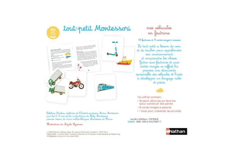 Mes véhicules en feutrines - Coffret tout petit Montessori -Nathan
