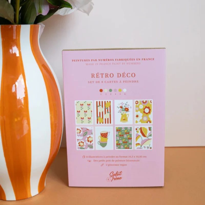 Set de 8 Cartes à peindre par numéro - Rétro déco