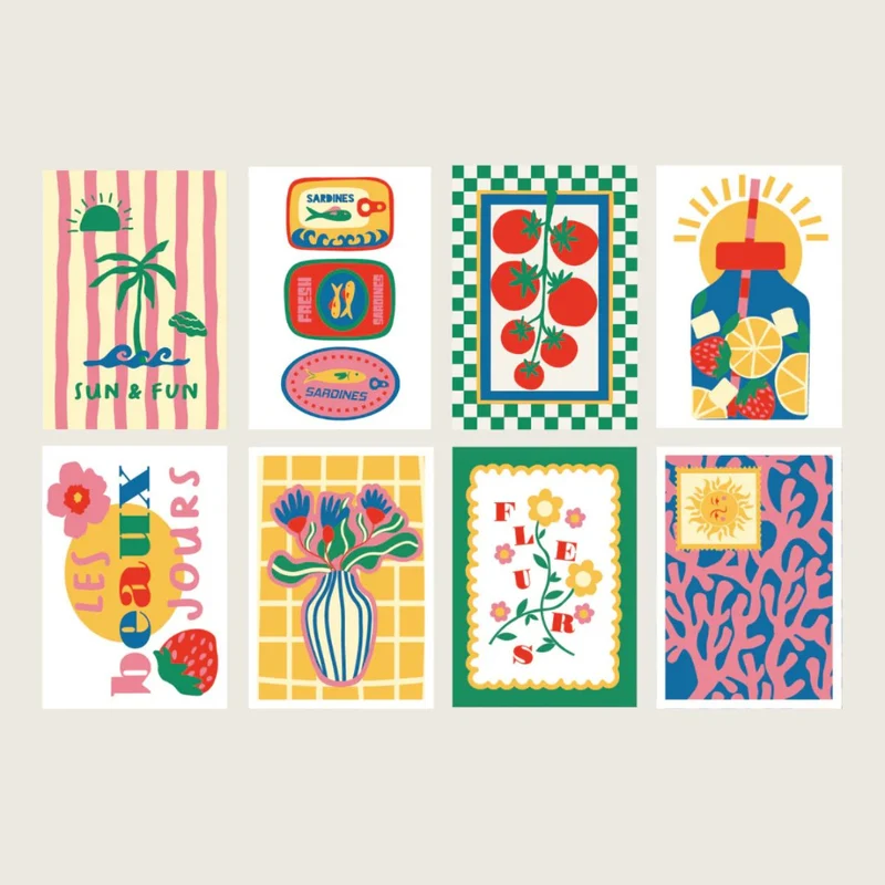 Set de 8 Cartes à peindre par numéro - Les beaux jours