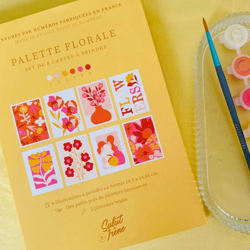 Set de 8 Cartes à peindre par numéro - Palette florale