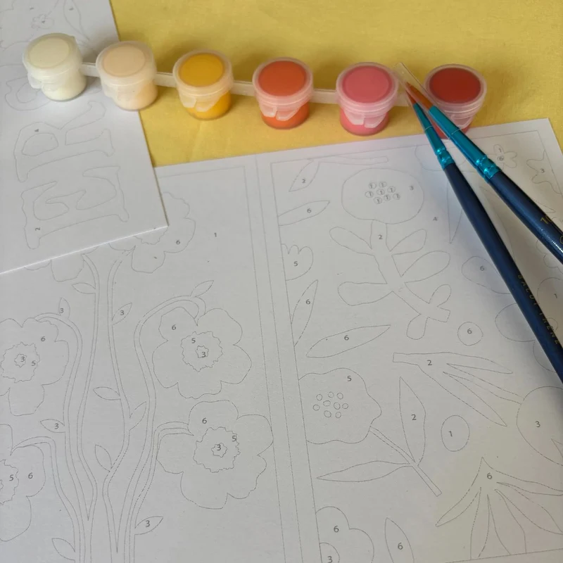 Set de 8 Cartes à peindre par numéro - Palette florale