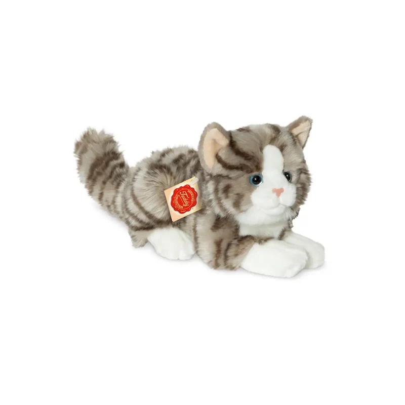 Peluche Chat Gris Rayé allongé