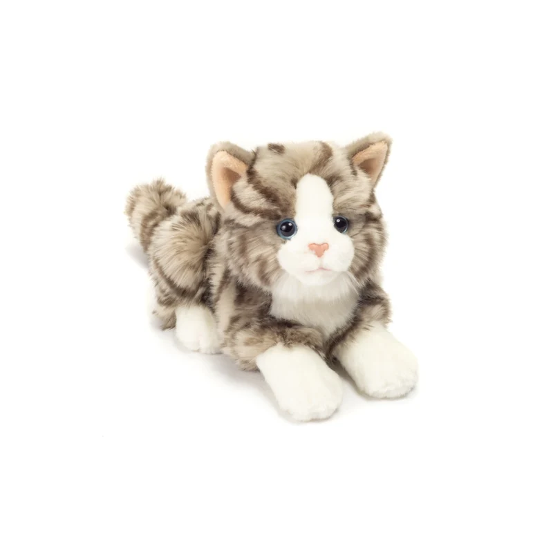 Peluche Chat Gris Rayé allongé