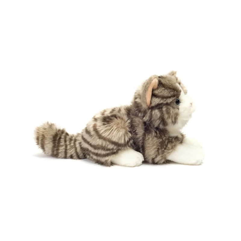 Peluche Chat Gris Rayé allongé