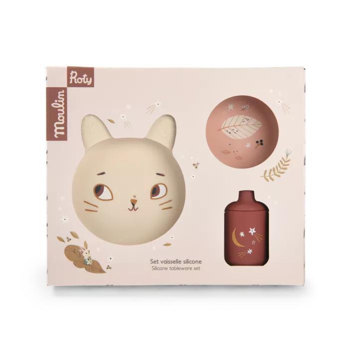 Moulin Roty - Set de vaisselle silicone - Après la pluie 👶6 mois+