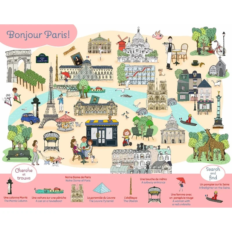 Livre éducatif Paris le Cherche et Trouve - Version Bilingue