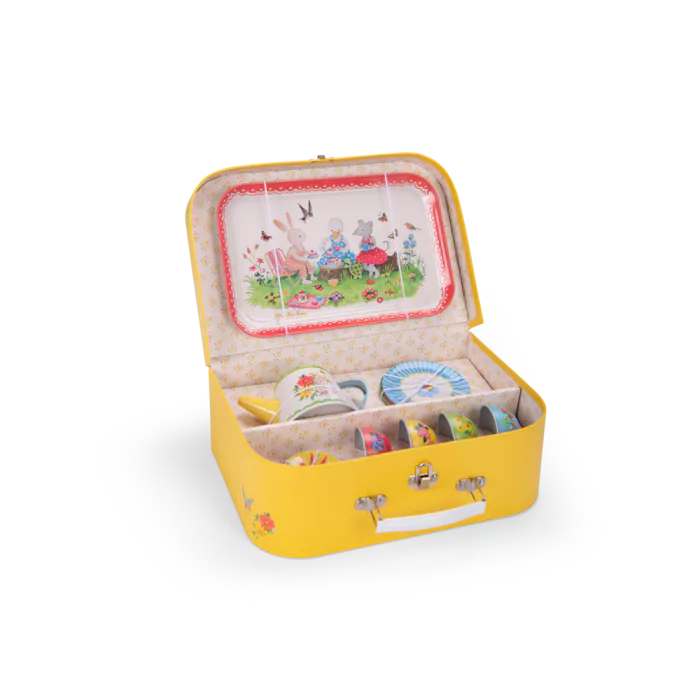 Moulin roty - La Grande Famille - Valise dinette set de thé en métal - 3ans+