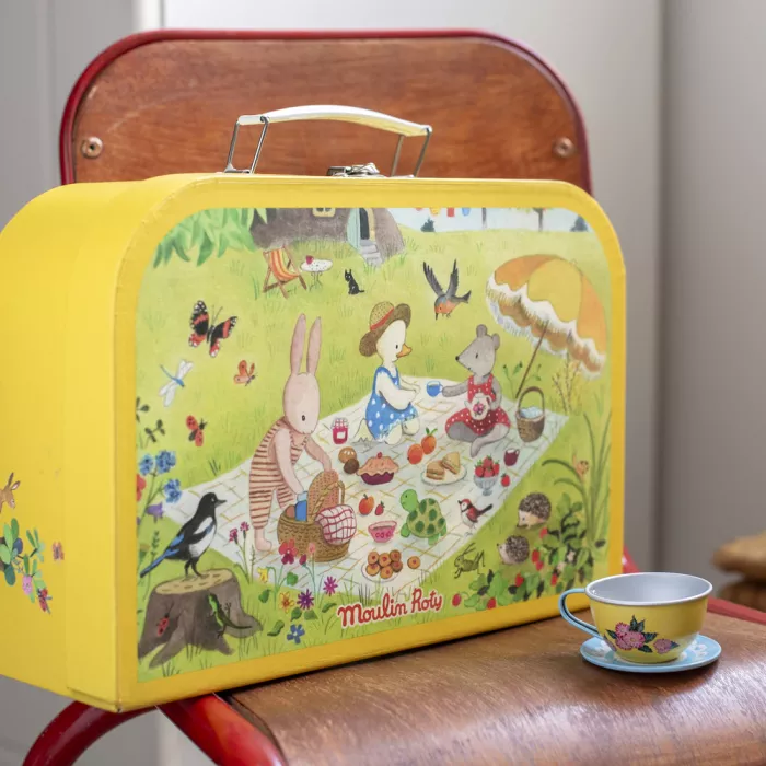 Moulin roty - La Grande Famille - Valise dinette set de thé en métal - 3ans+