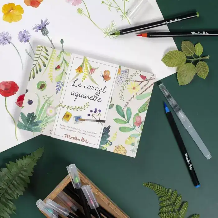 Moulin Roty - Carnet Aquarelle le jardin du moulin - 3 ans+