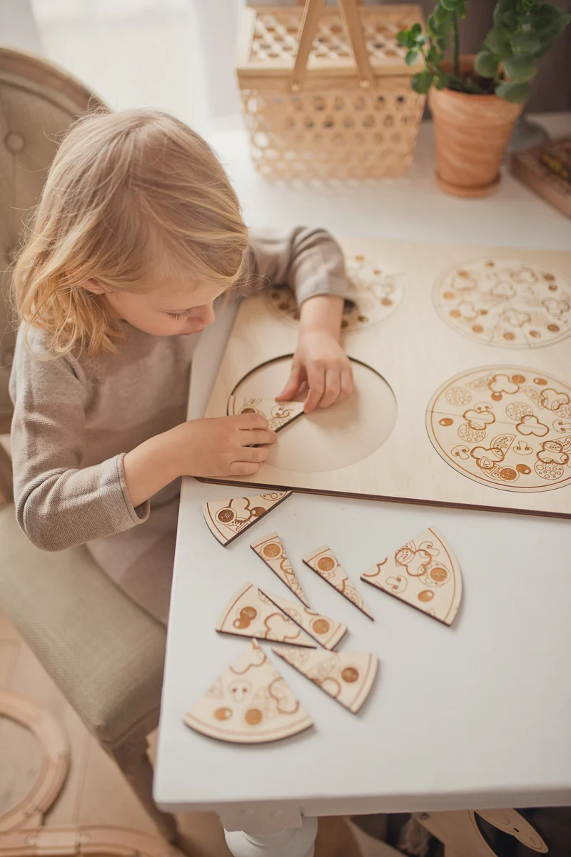 Puzzle Pizzas pour apprendre les Fractions