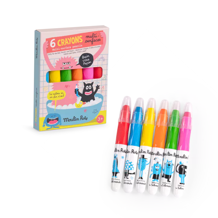 Moulin roty - Les Schmouks - 6 crayons multisurfaces - 3 ans+