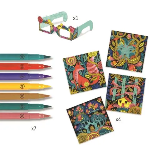 Djeco - Kit créatif - Foret Fantastique -coloriage 3D - 7 ans+