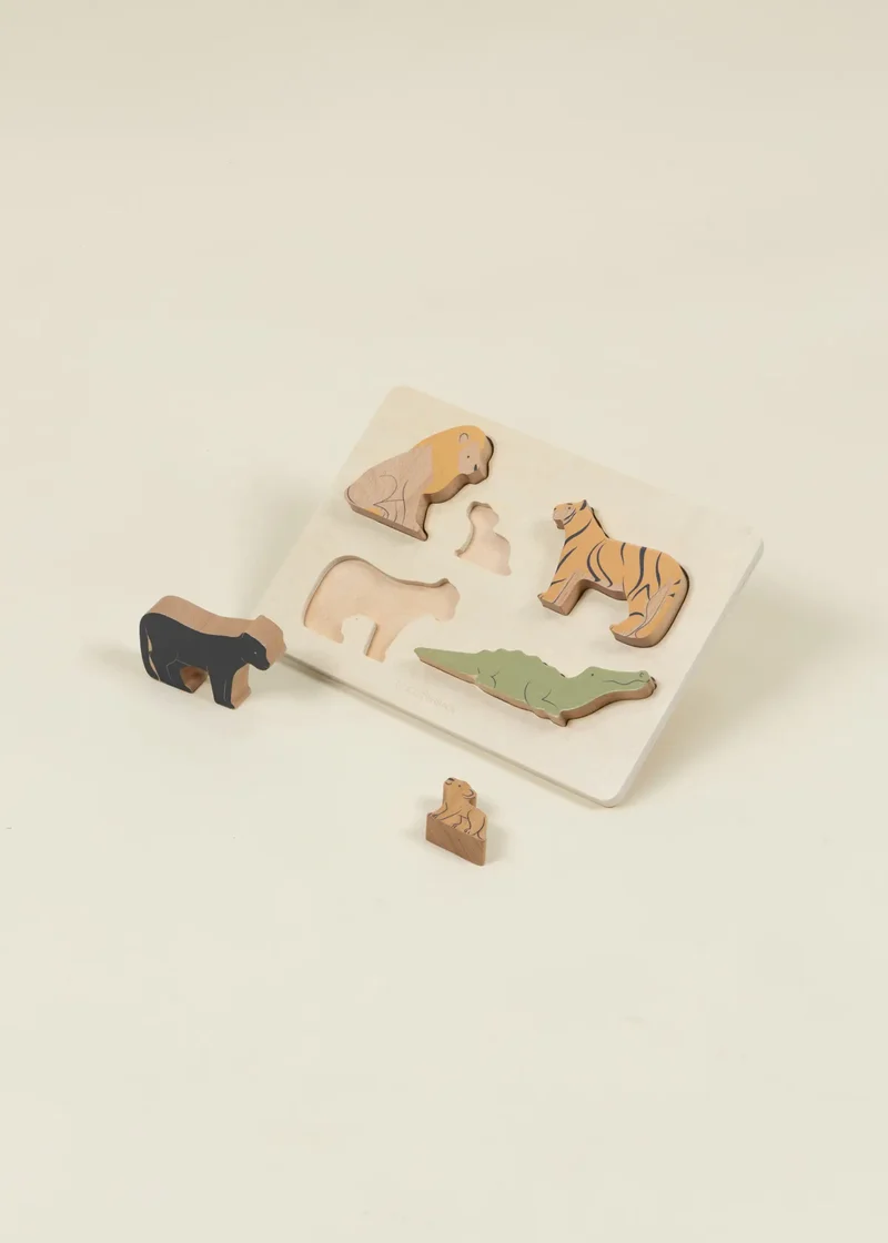 Set of 5 Savannah Predators on Wooden Plate