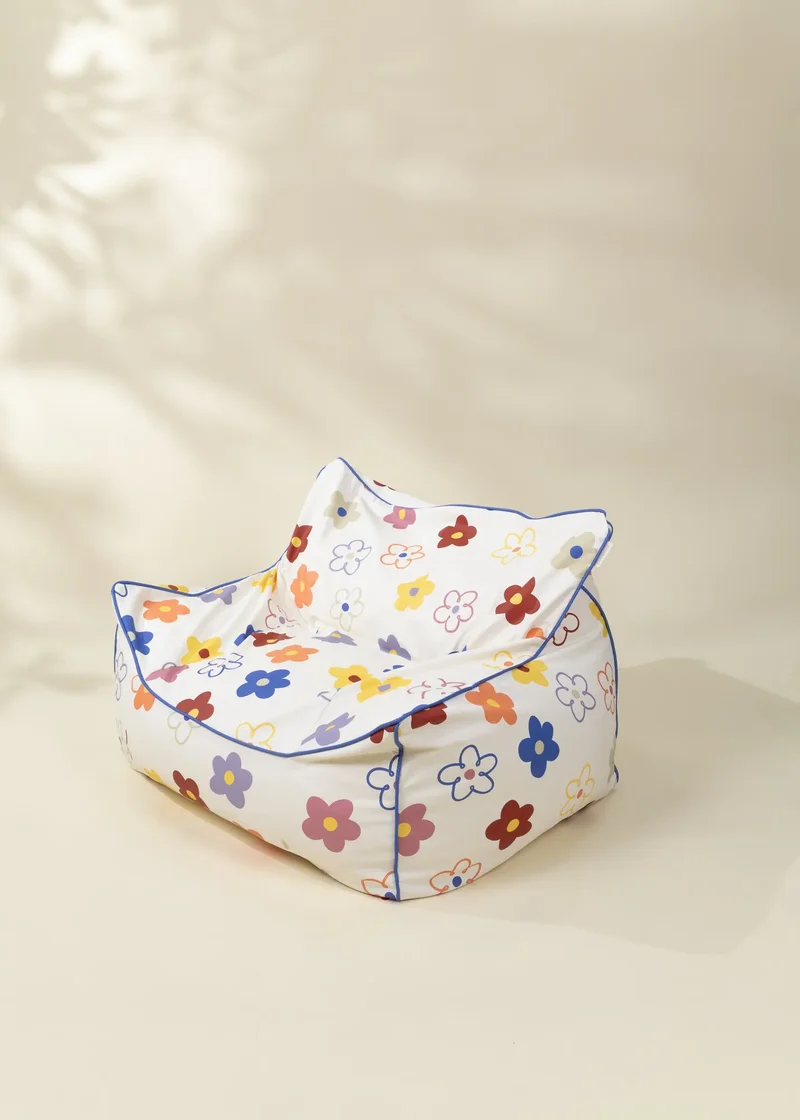 Vegan Leather Kids Bean Bag - Flower Pop