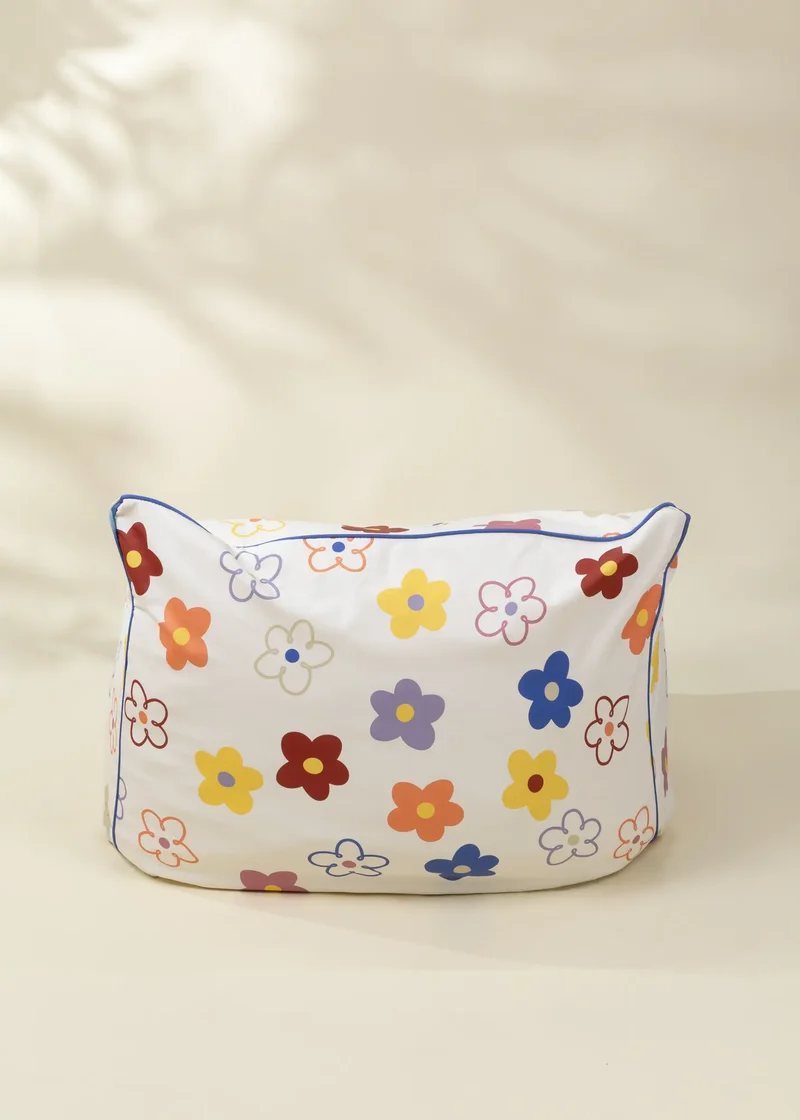Vegan Leather Kids Bean Bag - Flower Pop