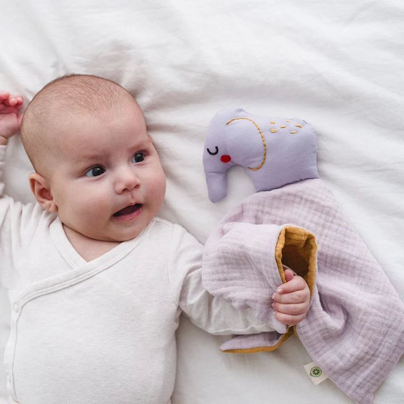 Doudou plat coton bio éléphant