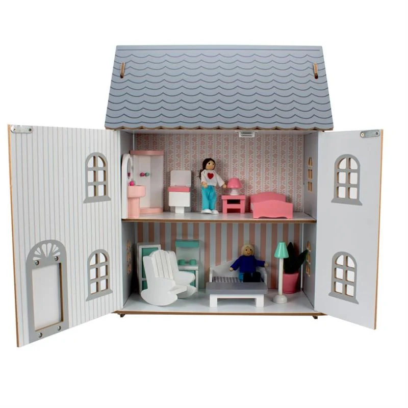 Maison de poupées en bois - avec poupées et mobilier - 🧒3 ans +