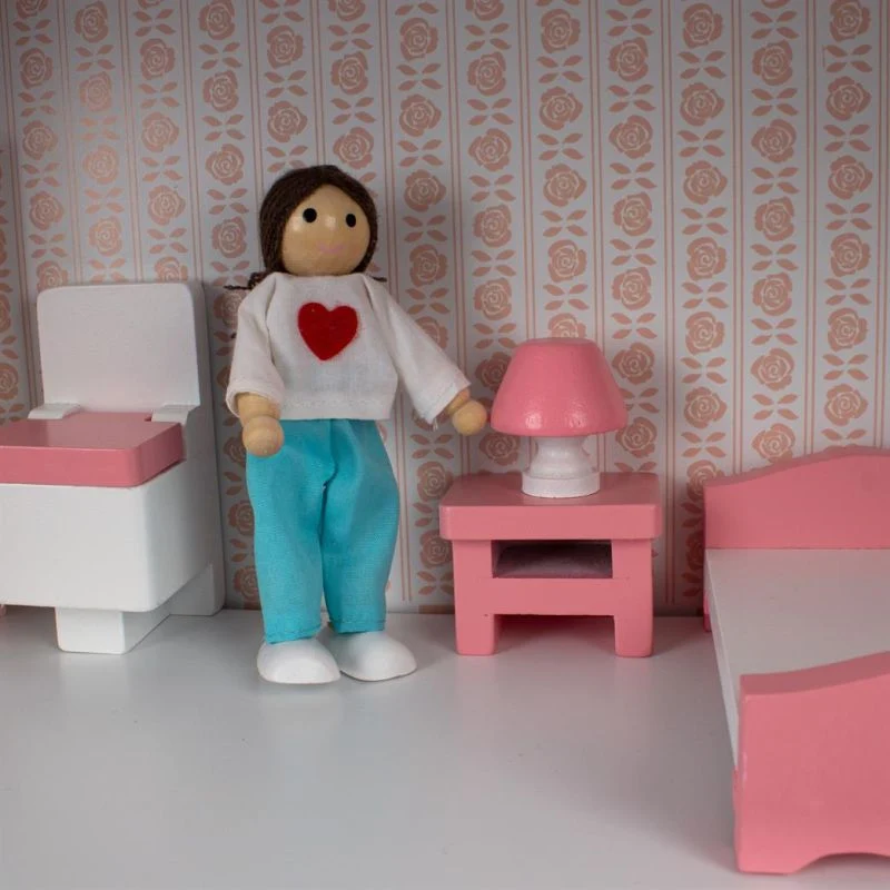Maison de poupées en bois - avec poupées et mobilier - 🧒3 ans +