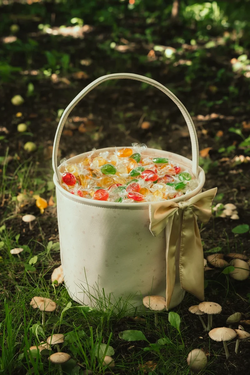 Twinkle Star Fabric Treat Basket with Bow – Medium