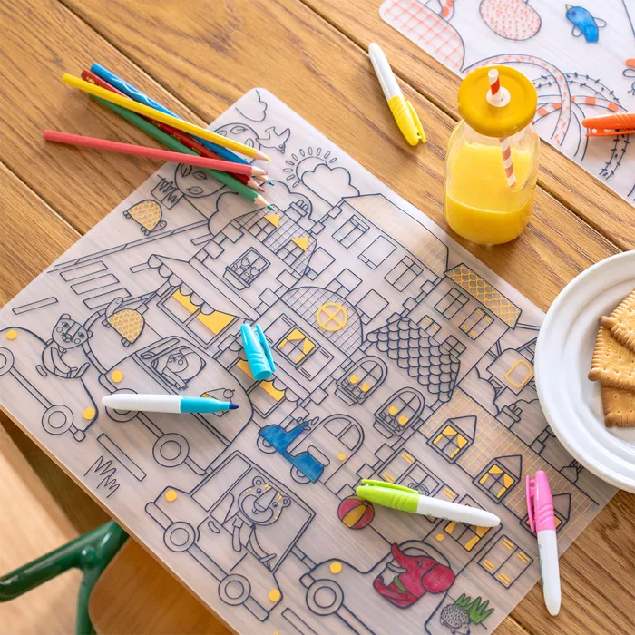 Moulin roty - les popipop - Set en silicone à colorier + 5 feutres - 2 ans+