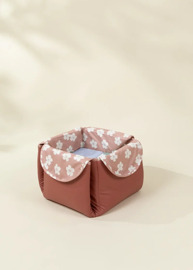Vegan Leather Play Mat&Cubes Set-Flowered Garden