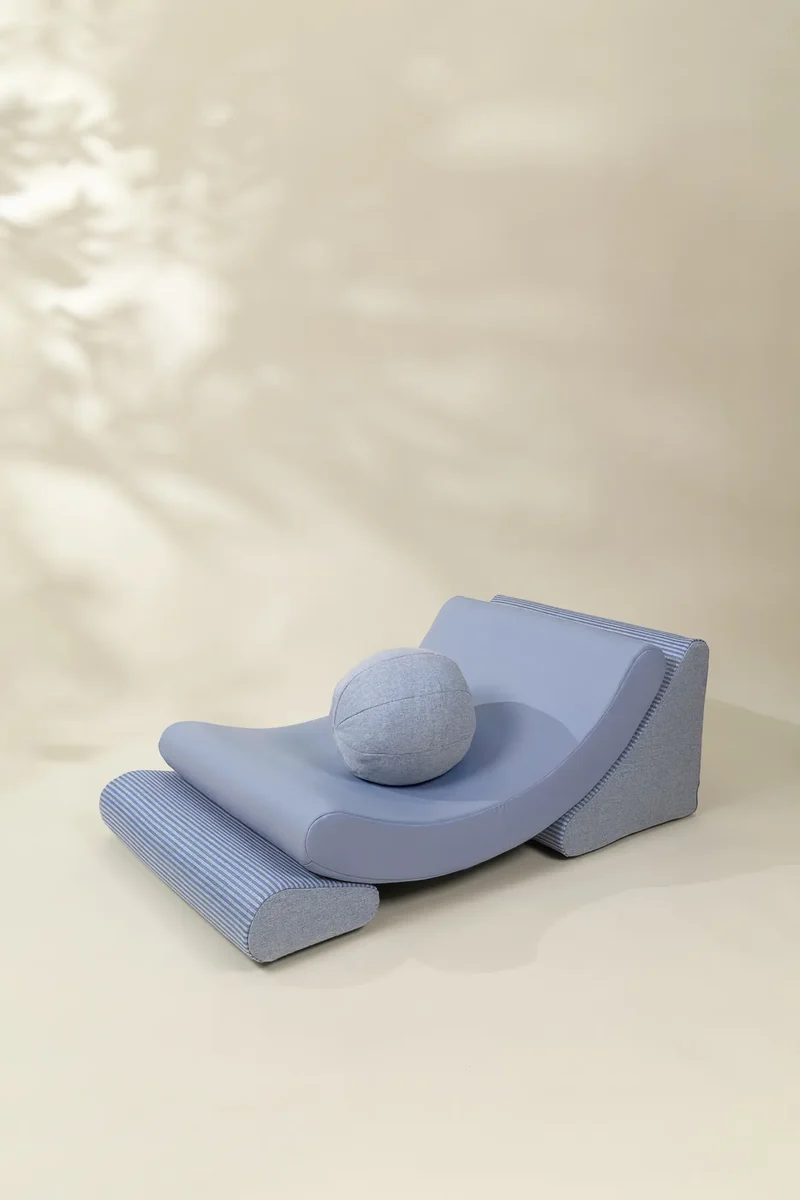 Modular Vegan Leather Kids Soft Chair-Shade of Sky