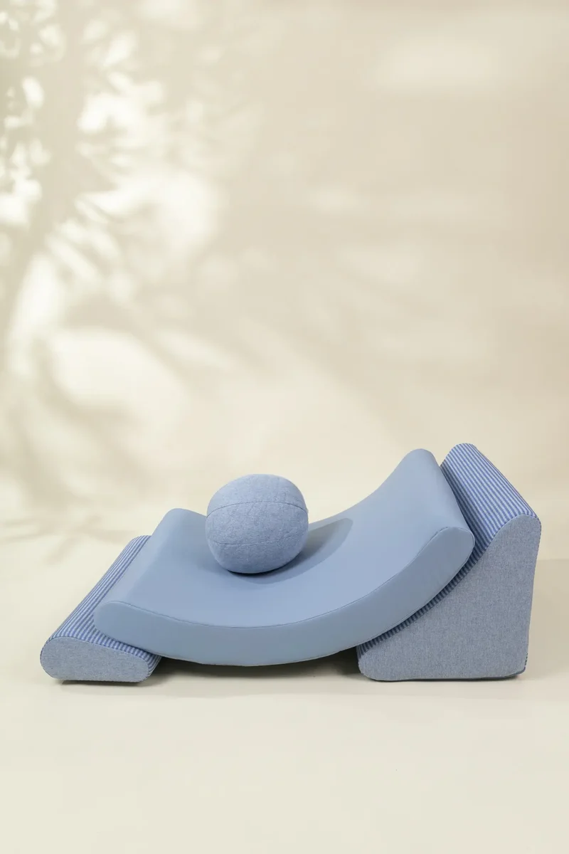 Modular Vegan Leather Kids Soft Chair-Shade of Sky