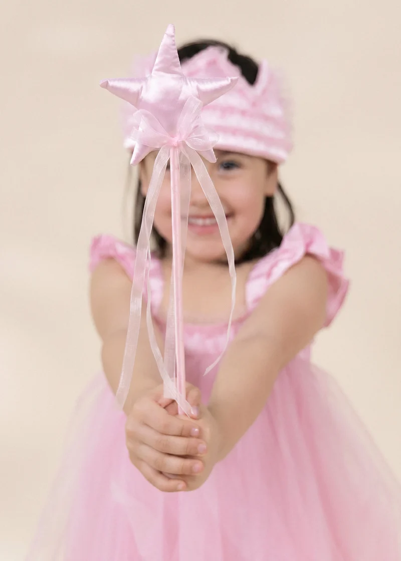 Role Play Dress-Up Pink Star Wand with Ribbon