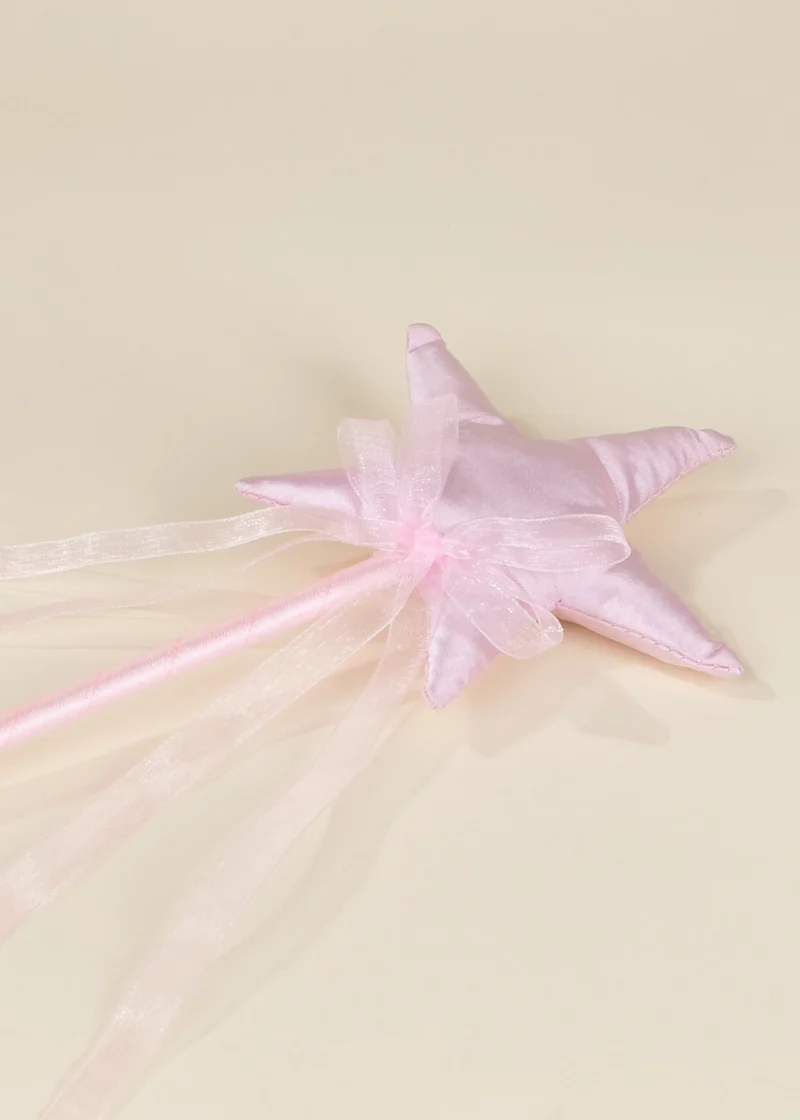 Role Play Dress-Up Pink Star Wand with Ribbon