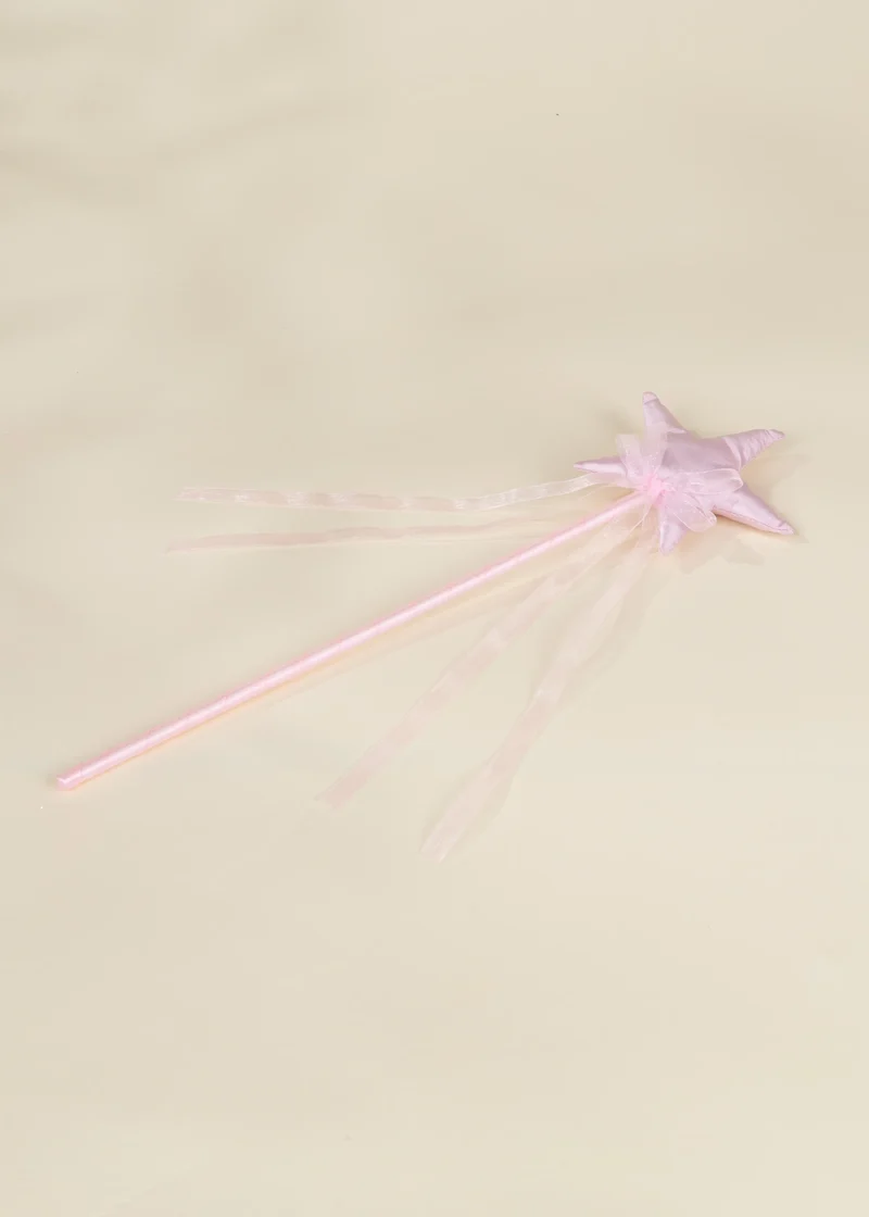 Role Play Dress-Up Pink Star Wand with Ribbon