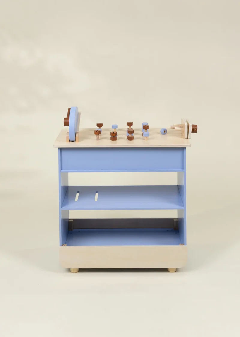 Wooden Play Construction Workbench with Miter Saw