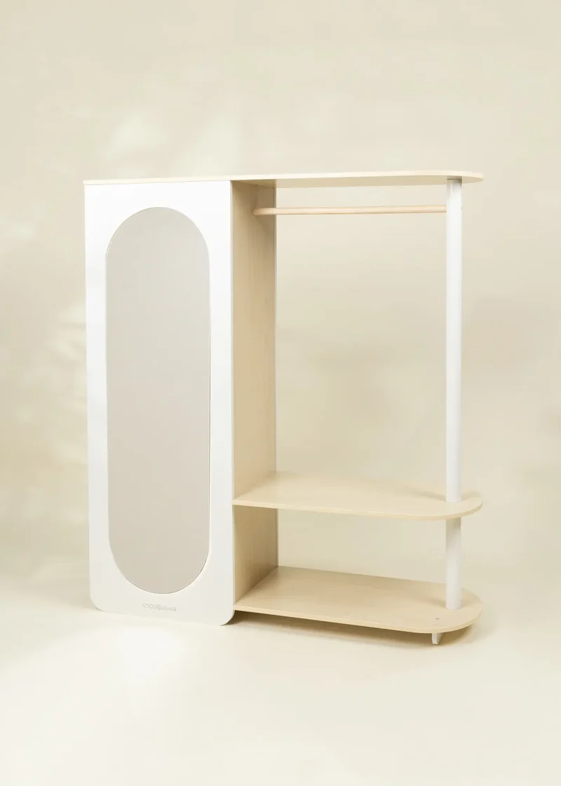 Large Wooden Wardrobe with Shelves & Hanging Rod