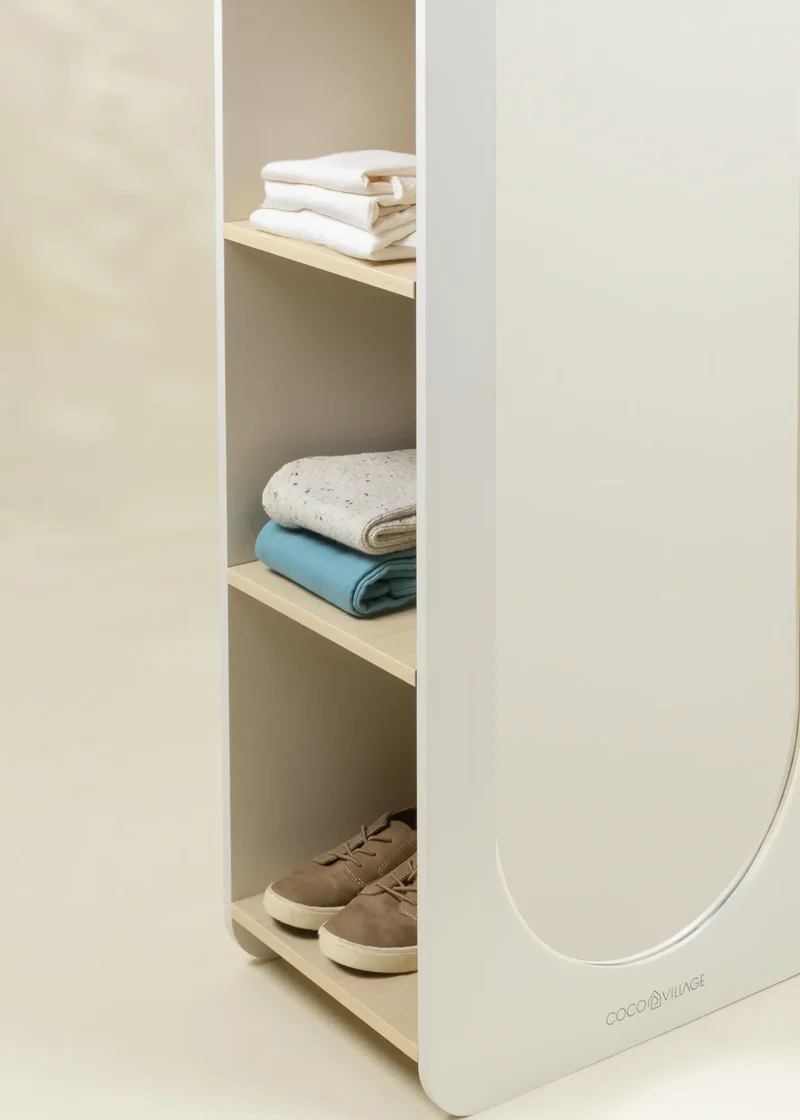 Large Wooden Wardrobe with Shelves & Hanging Rod