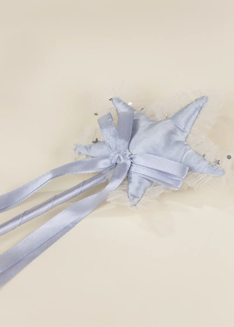 Role Play Dress-Up Silver Star Wand with Frill