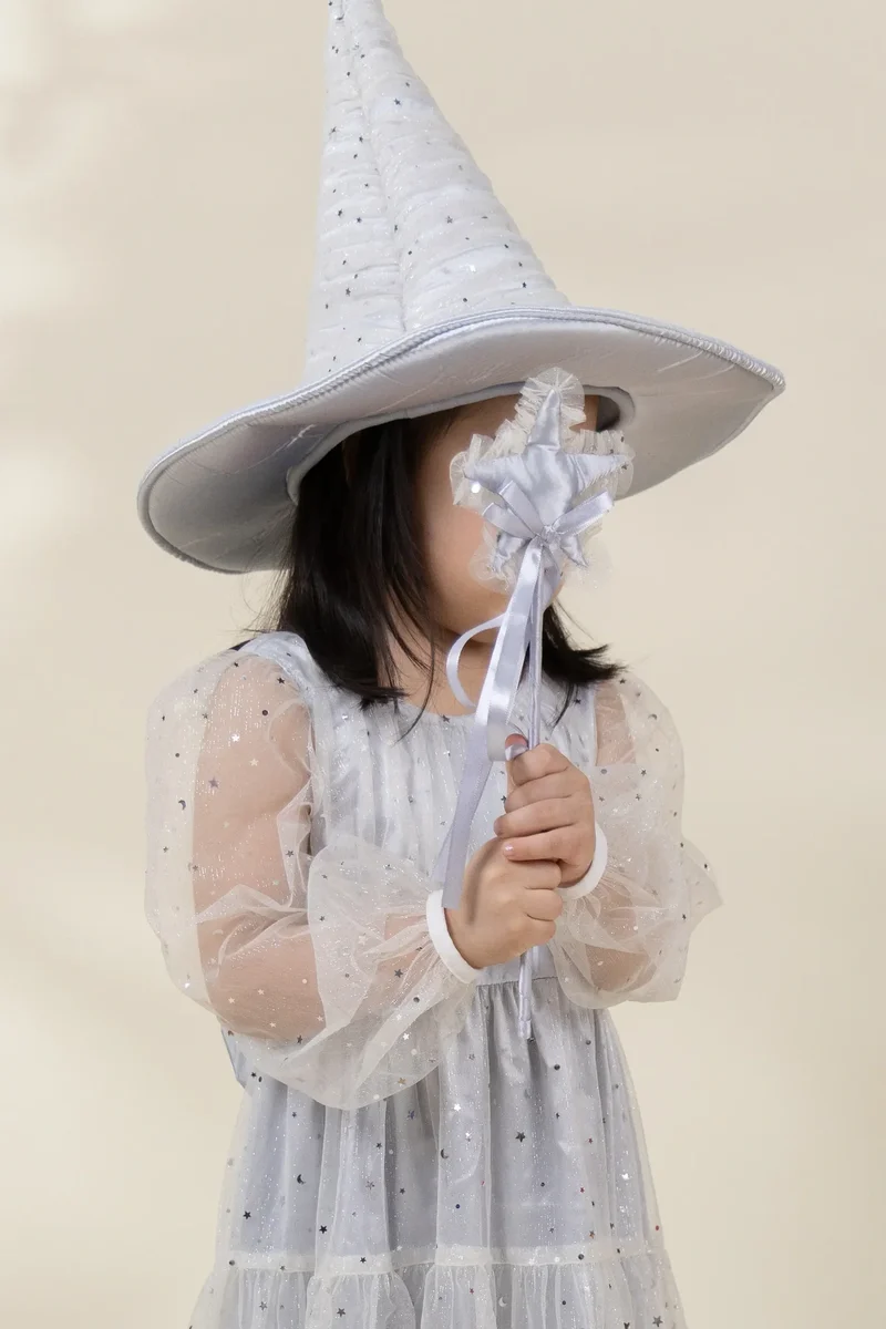 Role Play Dress-Up Silver Star Wand with Frill